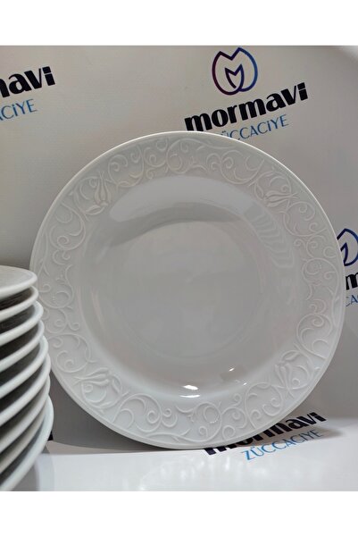Güral GÜRAL PORSELEN BAHARDALI SADE 12 ADET 21 CM ÇUKUR YEMEK TABAK