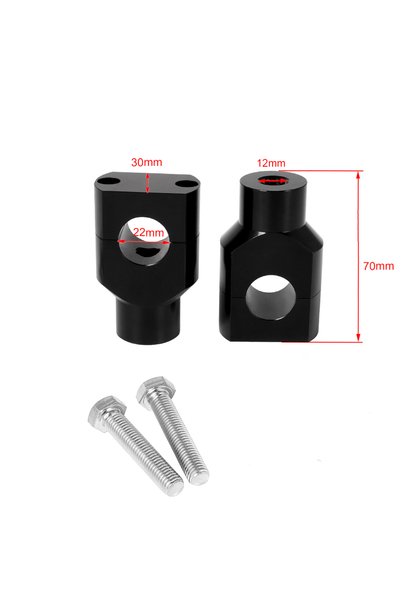 Choice1 B22Black 2X Motorcycle 7/8" 1" Handlebar Riser Clamp Aluminum For Har...