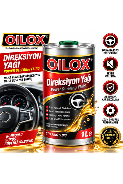 OİLOX New Yeni Model Atf Hidrolik Kırmızı Direksiyon Yağı Teneke 900 ml Ü.t 2023