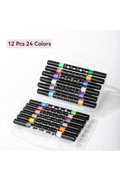 Choice5 12 Pcs(24 Colors) 24/48/72/96 Colors Dual Brush Tip Glitter Art Marke...