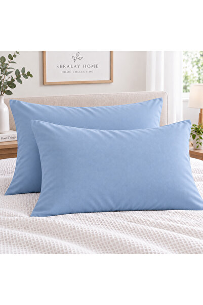 Seralay Home MAVİ RENK 2 Lİ YASTIK KILIFI FERMUARLI