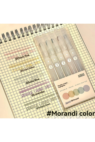 Choice3 Morandi color 5 Colors/Set Double Unique Window Tip Highlighter Pen D...