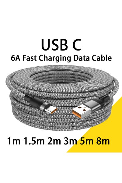 MEICUNE كابل شحن سريع USB من النوع C 6A بطول 8 أمتار لهواتف Huawei كابل USB C...