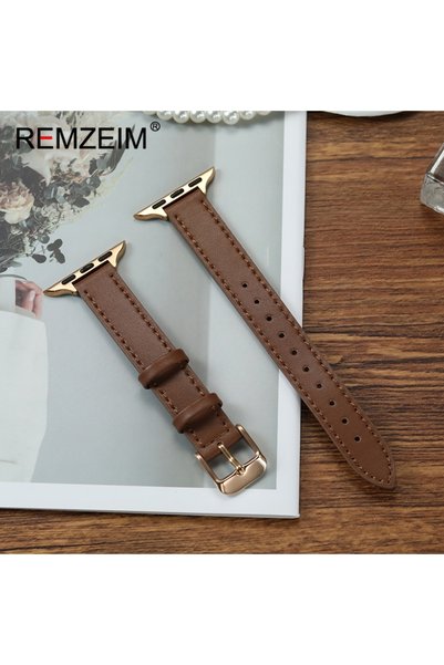 choice2 حزام ساعة بسيط أنيق باللون البني مقاس 38/40/41 S10-42 ملم لساعة أبل 3...