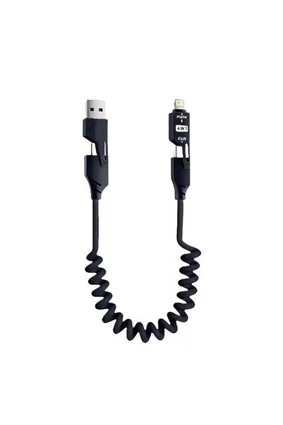 Choice 1.5 متر أسود 4 في 1 65 واط كابل بيانات قصير بنابض 6 أمبير USB من النوع...