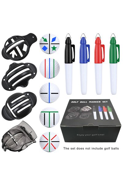 Choice black 8 Pcs Golf Alignment Tool & Marker Pen Set: 4 Templates + 4 Mult...