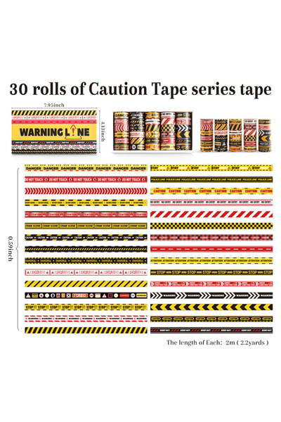 Choice Caution Washi Tape 30 Rolls Caution Washi Tape Stickers Vibrant Colors...