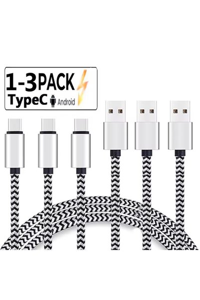 Choice 3 متر 3 قطع كابل USB من النوع C 2.4 أمبير شحن سريع شاحن بطارية سلك كاب...