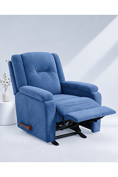 BACK CARE كرسي استرخاء بقاعدة ثابتة، مخمل، مزود بمسند للقدمين، أزرق، ND-1-S