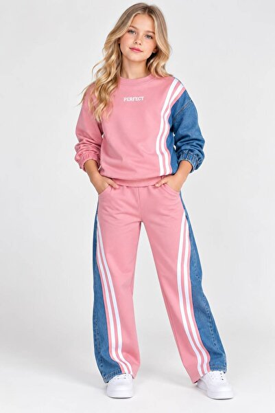 Prıme KIDS Girls' Denim Garment Set 2-Piece Top and Bottom Set Ages 5-14