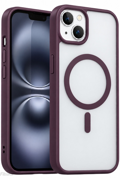 Fibaks iPhone 12 / 12 Pro Kılıf Burgonya Mat Renkli Parmak İzi Yapmaz Kamera ...