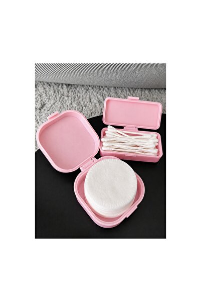 Kulak Çubuğu Ve Pamuk Seyahat Kabı 3d Baskı Taşınabilir Hijyenik Organizer Pembe