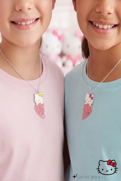 Hello Kitty 2Pcs Best Friends Friendship Kitty Necklace Combine Broken Hearts
