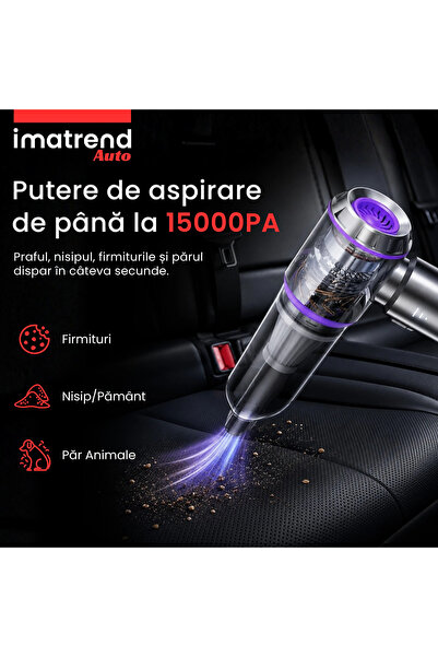 IMA TREND Aspirator Portabil 2 in 1 ST Plus, 100W, 15000Pa, HEPA, 3 Viteze, 6000mAh, 9 Accesorii