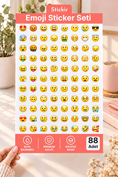 Stickir 88 Parça Mini Emoji Sticker Paketi -