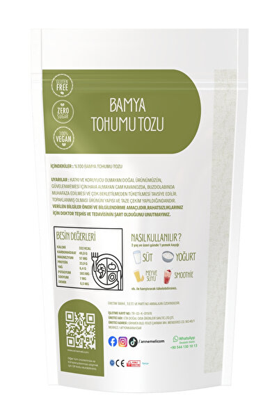 Annemeli 250 gr Toz Bamya Tohumu Taze Çekilmektedir