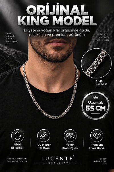 Lucente Jewellery Orijinal King Model El Yapımı 925 Ayar 100 Mikron Tel Örgü ...