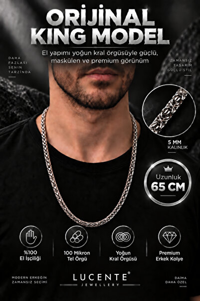 Lucente Jewellery Orijinal King Model El Yapımı 925 Ayar 100 Mikron Tel Örgü ...