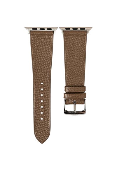 OEMS Saffiano leather apple watch strap in beige - medium (115/70) - silver -...