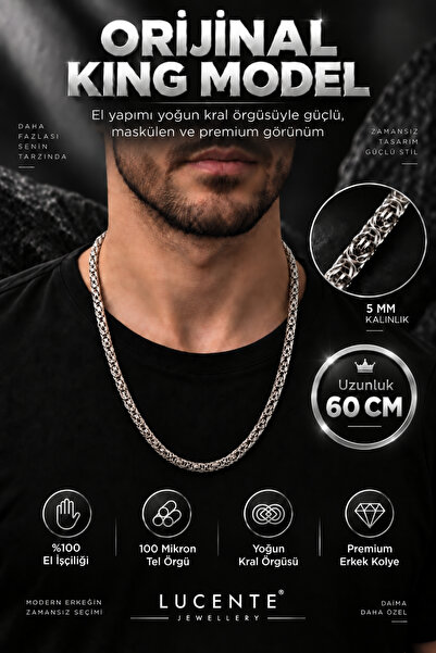 Lucente Jewellery Orijinal King Model El Yapımı 925 Ayar 100 Mikron Tel Örgü ...