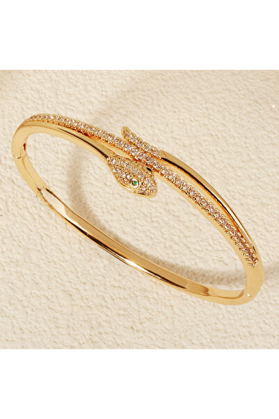 Choice BS-J5513G Trendy Stainless Steel Golden Snake Owl Zirconia Bracelet Fo...