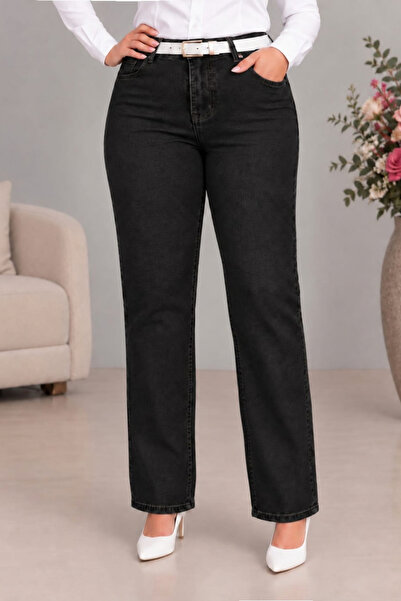 CEDY DENIM - Kadın Büyük Beden Boru Paça Yüksek Bel Regular Fit Likralı Panto...