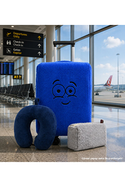 Özgüner Oyuncak 3-Piece Travel Set – Luggage Cover, Neck Travel Pillow, and T...