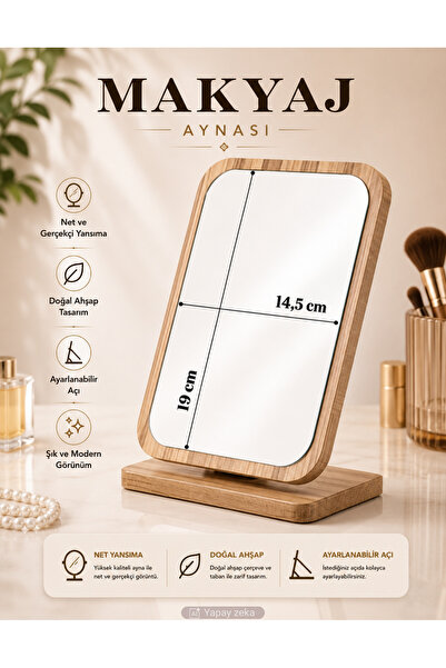 Unichrome El Aynası Masa Aynası Makyaj Aynası Eğim Ayarlanabilir Kare Makeup Mirror 18cm Menteşeli