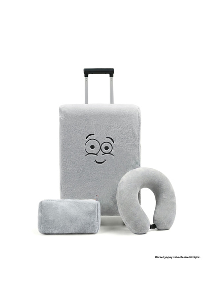 Özgüner Oyuncak 3-Piece Travel Set – Luggage Cover, Neck Travel Pillow, and T...