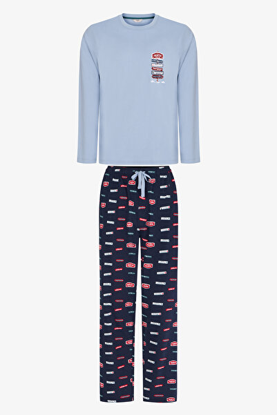 Penti Erkek Aurora Station Geometrik Desenli Pantolon Uzun Kollu Pijama Takımı