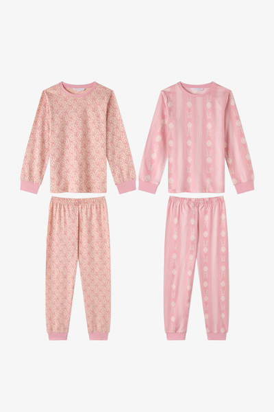 Penti Kız Çocuk Pembe Whisper Bows Pamuklu Uzun Kollu 2'li Pijama Takımı