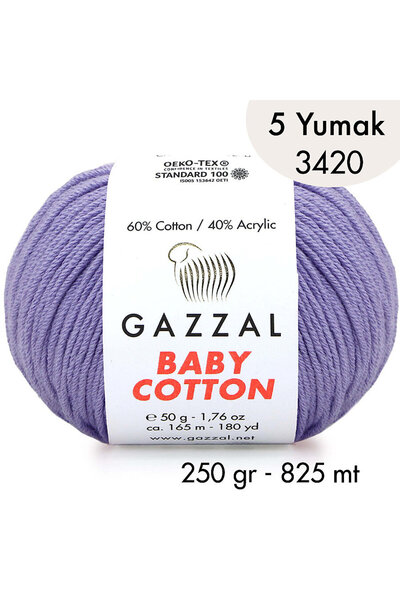 Gazzal Baby Cotton 3420-Yazlık Projeler İçin Hafif ve Konforlu Pamuk İplik - ...