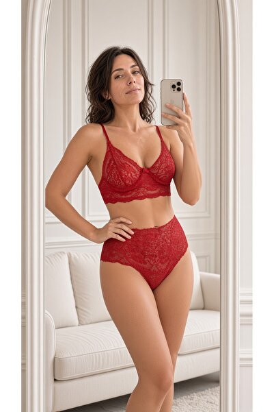 FeraShowroom Bralet Bra Set with Lace, Transparent, Without Underwire