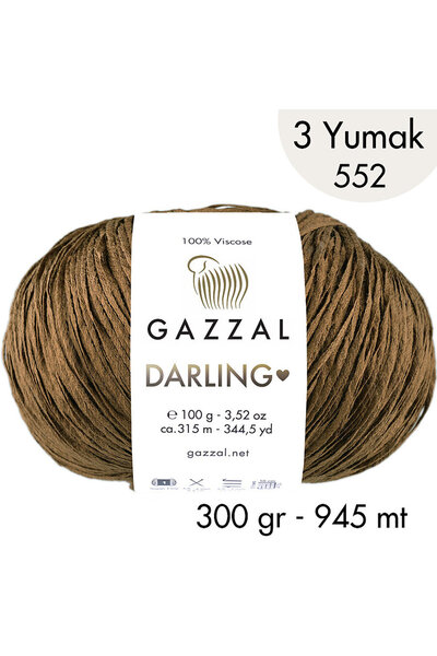 Gazzal Darling 552 100% Viskon El Örgü İpliği, 3 Yumak, Resmi Satış Mağazası