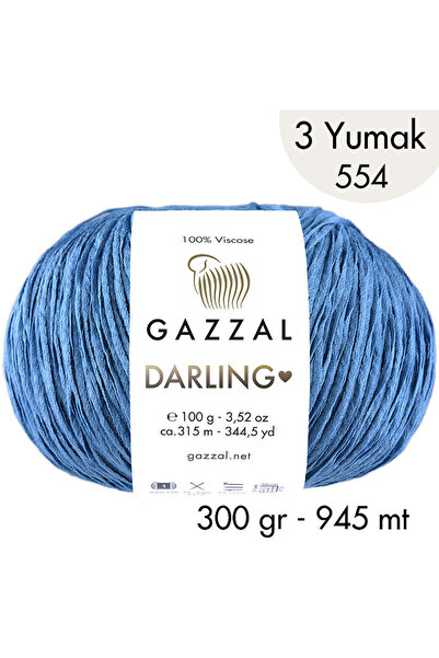 Gazzal Darling 554 100% Viskon El Örgü İpliği, 3 Yumak, Resmi Satış Mağazası