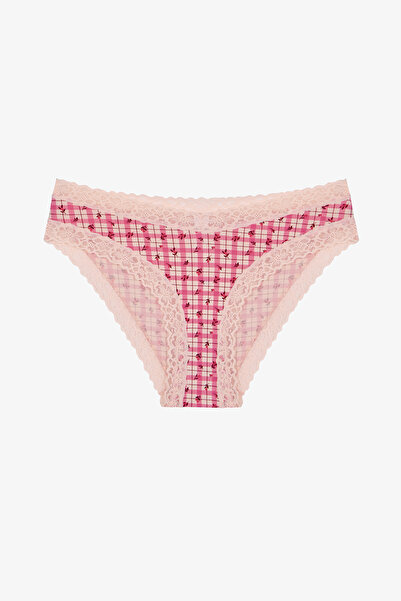 Penti Açık Pembe Rahat Pamuklu Çiçekli Slip Külot