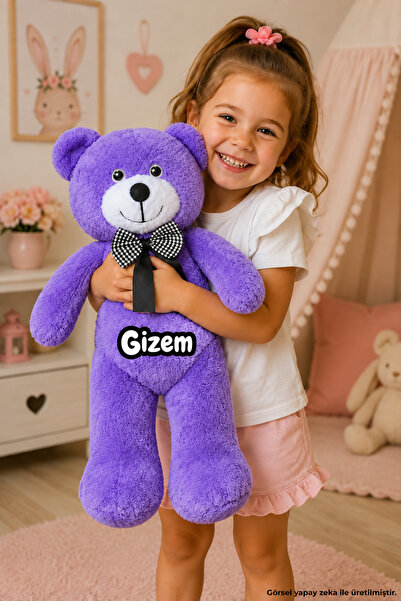 Pababo [ İSİM YAZDIR ] Kişiye Özel 50 cm Uyku Arkadaşım Papyonlu Ayıcık Çocuk...