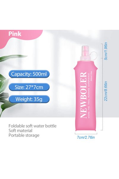 Choice BOT200-500-LIGPINK 150/250/500ML Outdoors TPU Folding Water Bottle Cli...