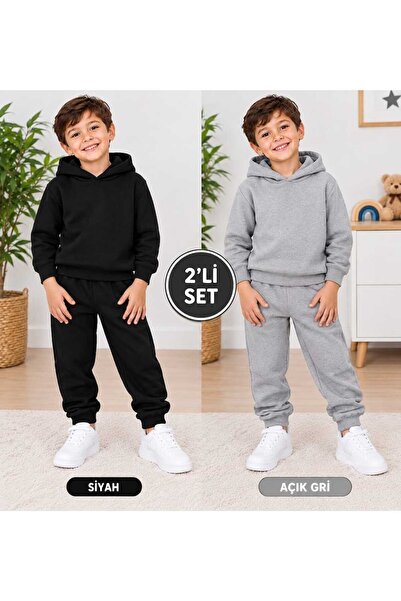 LYZALÜXEN 2-Piece Unisex Kids' Hooded Tracksuit Set 3*12 Years A++ Syhgri̇