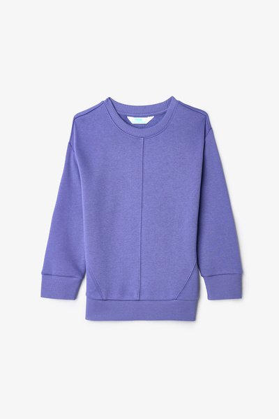 Penti Purple Girl's Crew Neck Oversize Sweatshirt with Stitching Detail