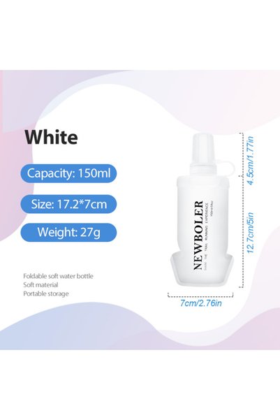 Choice BOT220-WHI-150 NEWBOLER 150/250/500ml Soft Flask Folding Collapsible W...