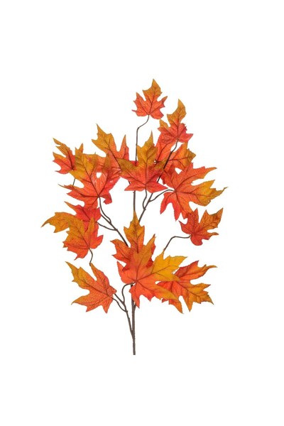 OEM Ramura cu Tulpina Lunga cu Frunze Portocalii 83cm - Ramuri Toamna, Decor ...