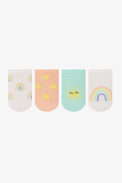 Penti Kız Çocuk Sunny Rainbow Puantiye Desenli Pamuklu 4 Çift Patik Çorap