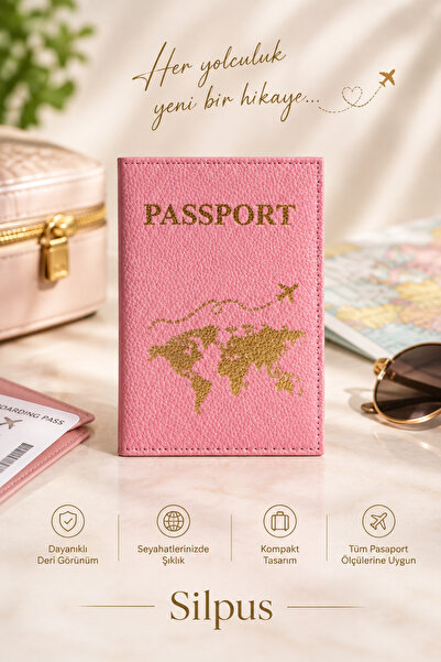 Silpus Pasaport Kılıfı Cüzdanı Tekli Pembe