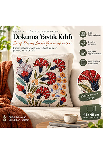 kapadokyahediyelik Tapestry Woven Cotton Decorative Patterned Throw Pillow/Pi...