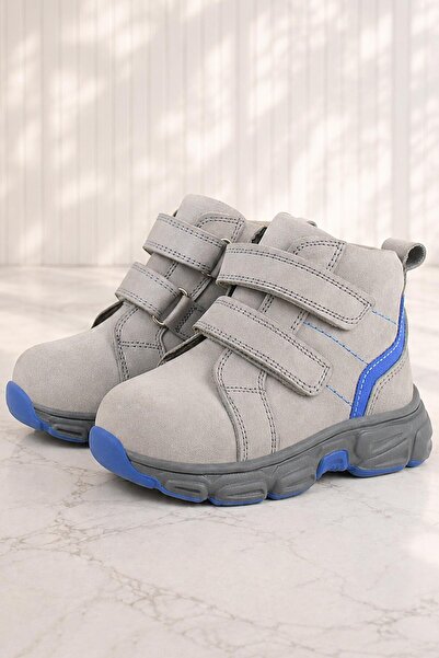 Rakerplus Genuine Leather Gray Velcro Sports Baby Boy Boots