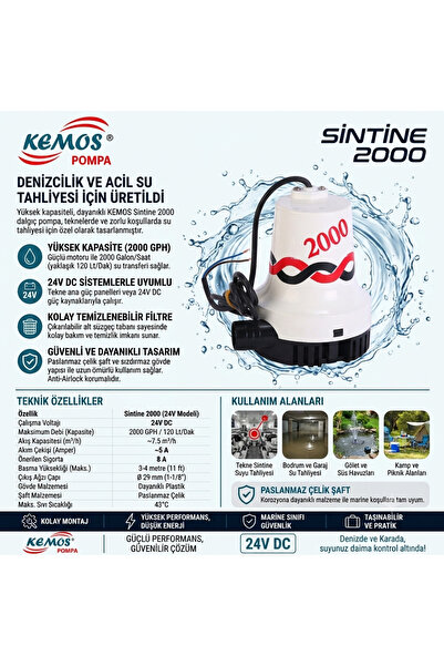 Sintine 2000 24 Volt Sıvı Transfer Pompası