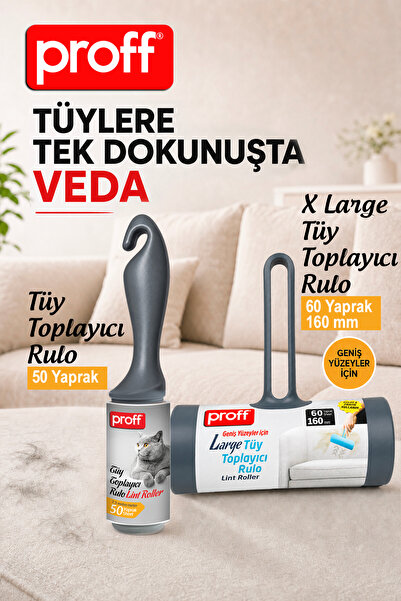 Proff 2'li Tüy Toplayıcı Rulo Seti X-Large 60 Yaprak ve Standart 50 Yaprak El...
