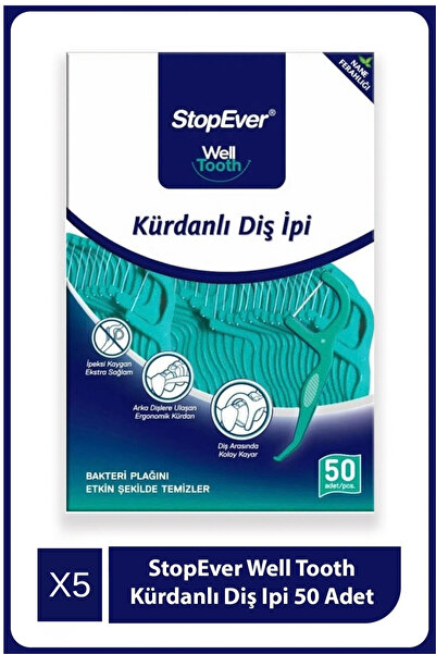 StopEver Well Tooth Kürdanlı Diş İpi 50 Adet x5