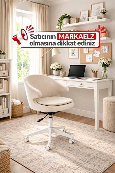 markaelz Milas Beyaz Ayaklı Çalışma Sandalyesi